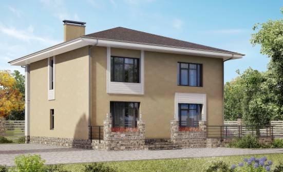 180-015-Л Проект двухэтажного дома, красивый домик из бризолита Рославль | Проекты домов от House Expert