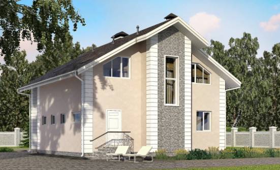 150-002-П Проект двухэтажного дома мансардой и гаражом, уютный коттедж из газобетона Смоленск | Проекты домов от House Expert
