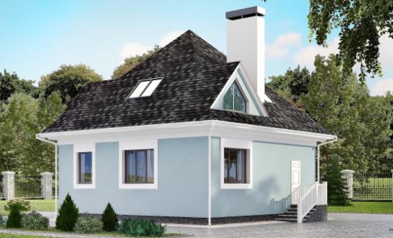 110-001-Л Проект двухэтажного дома мансардой, недорогой домик из теплоблока Смоленск | Проекты домов от House Expert