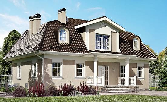 210-001-Л Проект двухэтажного дома с мансардой, классический загородный дом из блока Гагарин | Проекты домов от House Expert