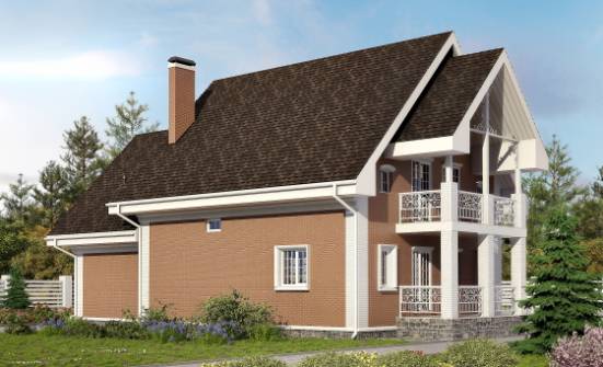 185-003-П Проект двухэтажного дома с мансардным этажом, гараж, средний дом из бризолита Десногорск | Проекты домов от House Expert
