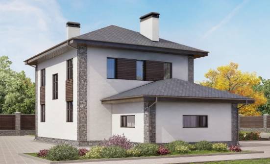 185-004-Л Проект двухэтажного дома, гараж, средний домик из бризолита Ярцево | Проекты домов от House Expert
