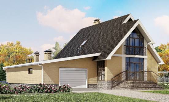 250-001-Л Проект двухэтажного дома с мансардным этажом, гараж, уютный домик из арболита Рославль | Проекты домов от House Expert
