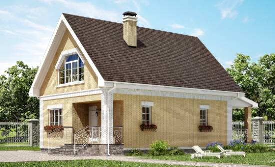130-004-П Проект двухэтажного дома с мансардным этажом, экономичный коттедж из бризолита Десногорск | Проекты домов от House Expert