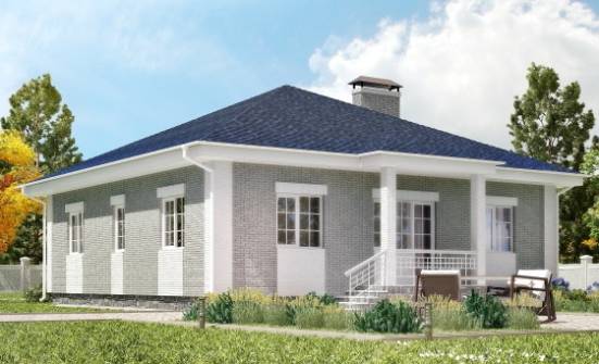 130-002-П Проект одноэтажного дома, гараж, скромный домик из пеноблока Сафоново | Проекты домов от House Expert