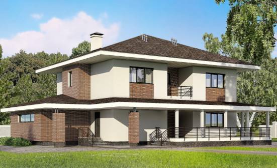 275-002-П Проект двухэтажного дома, гараж, современный коттедж из кирпича Рославль | Проекты домов от House Expert