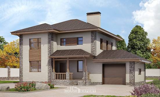 185-004-П Проект двухэтажного дома, гараж, современный дом из газосиликатных блоков Гагарин | Проекты домов от House Expert
