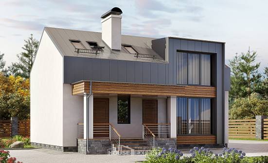 120-004-П Проект двухэтажного дома мансардой, экономичный коттедж из арболита Десногорск | Проекты домов от House Expert