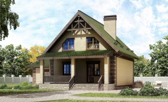 160-007-П Проект двухэтажного дома мансардой, гараж, компактный коттедж из бризолита Десногорск | Проекты домов от House Expert