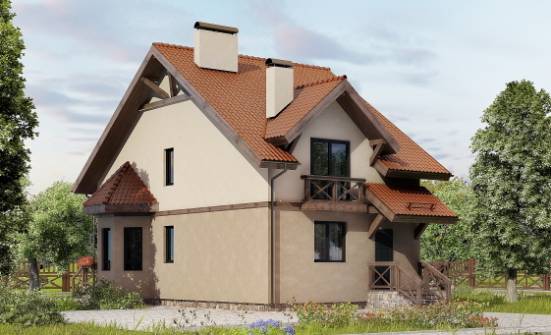 120-003-Л Проект двухэтажного дома мансардой, простой коттедж из газосиликатных блоков Смоленск | Проекты домов от House Expert