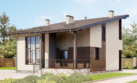 140-005-Л Проект двухэтажного дома мансардой, классический домик из твинблока Десногорск | Проекты домов от House Expert