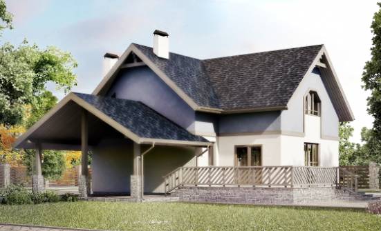 150-011-П Проект двухэтажного дома с мансардой, гараж, простой коттедж из твинблока Сафоново | Проекты домов от House Expert