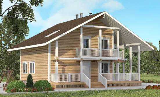 130-001-П Проект двухэтажного дома мансардный этаж, небольшой домик из бревен Десногорск | Проекты домов от House Expert