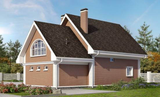 185-003-П Проект двухэтажного дома с мансардным этажом, гараж, средний дом из бризолита Десногорск | Проекты домов от House Expert