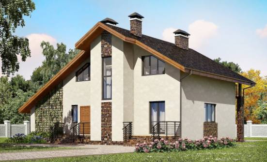 180-008-П Проект двухэтажного дома с мансардой, гараж, классический загородный дом из пеноблока Десногорск | Проекты домов от House Expert