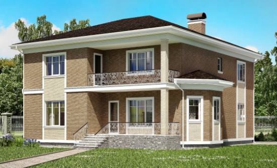 335-002-П Проект двухэтажного дома и гаражом, большой загородный дом из кирпича Десногорск | Проекты домов от House Expert