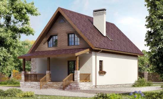 140-001-П Проект двухэтажного дома мансардой, простой коттедж из газосиликатных блоков Рославль | Проекты домов от House Expert