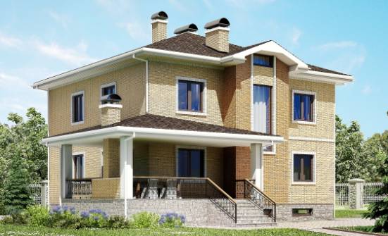 350-002-Л Проект трехэтажного дома, гараж, современный коттедж из кирпича Рославль | Проекты домов от House Expert