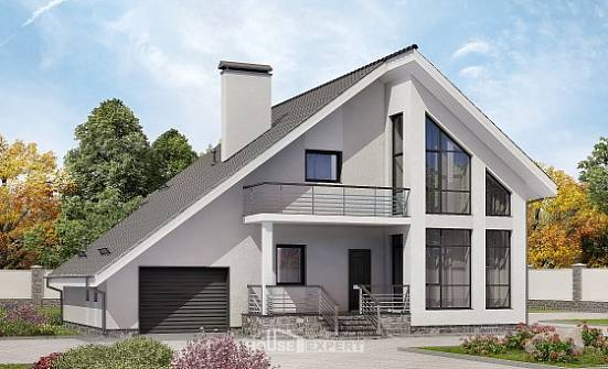 200-007-Л Проект двухэтажного дома мансардой и гаражом, просторный дом из твинблока Десногорск | Проекты домов от House Expert