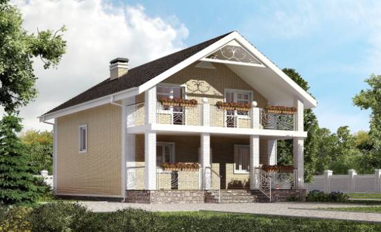 150-007-Л Проект двухэтажного дома с мансардным этажом, скромный домик из арболита Рославль | Проекты домов от House Expert