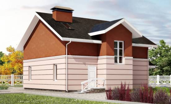 155-009-Л Проект двухэтажного дома с мансардой, небольшой коттедж из керамзитобетонных блоков Сафоново | Проекты домов от House Expert