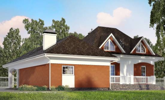180-007-П Проект двухэтажного дома мансардный этаж, гараж, уютный коттедж из теплоблока Смоленск | Проекты домов от House Expert