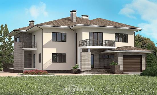 500-001-П Проект трехэтажного дома и гаражом, современный домик из кирпича Рославль | Проекты домов от House Expert