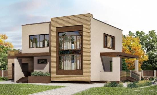 220-003-Л Проект двухэтажного дома и гаражом, уютный загородный дом из блока Гагарин | Проекты домов от House Expert