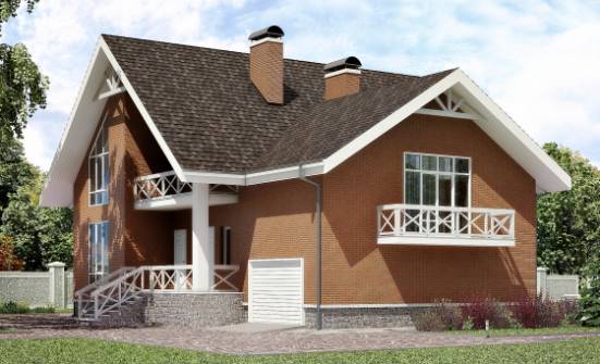 215-001-П Проект двухэтажного дома мансардой и гаражом, красивый домик из газосиликатных блоков Смоленск | Проекты домов от House Expert