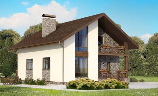 155-001-П Проект двухэтажного дома мансардой и гаражом, современный домик из арболита Гагарин | Проекты домов от House Expert