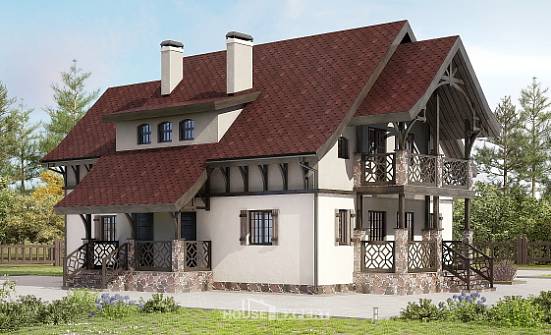 180-014-П Проект двухэтажного дома мансардный этаж, классический домик из арболита Рославль | Проекты домов от House Expert