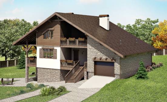 300-003-П Проект трехэтажного дома мансардный этаж, гараж, большой домик из кирпича Десногорск | Проекты домов от House Expert