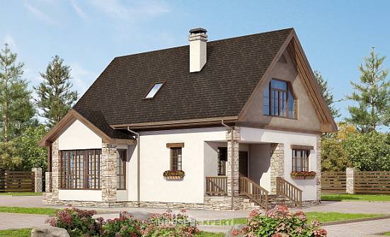 140-002-Л Проект двухэтажного дома мансардой, простой загородный дом из поризованных блоков Гагарин | Проекты домов от House Expert