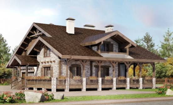 340-003-П Проект двухэтажного дома мансардой, гараж, уютный дом из кирпича Смоленск | Проекты домов от House Expert