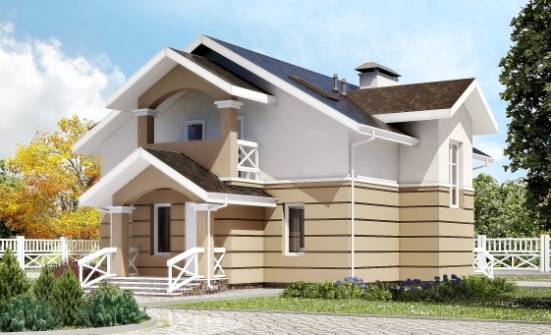 155-009-П Проект двухэтажного дома с мансардным этажом, уютный домик из газобетона Смоленск | Проекты домов от House Expert