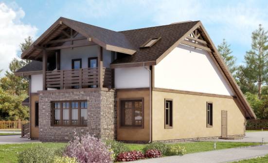180-011-Л Проект двухэтажного дома с мансардой, гараж, классический коттедж из арболита Ярцево | Проекты домов от House Expert