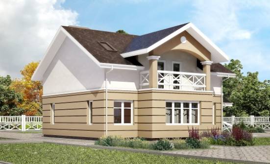 155-009-П Проект двухэтажного дома с мансардным этажом, уютный домик из газобетона Смоленск | Проекты домов от House Expert