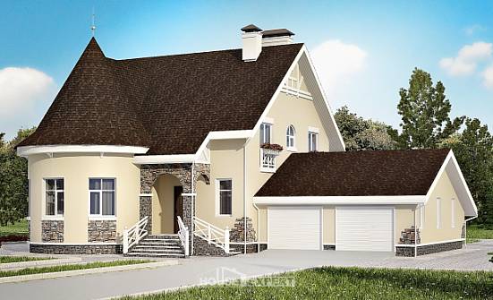 275-001-Л Проект двухэтажного дома мансардой, гараж, большой загородный дом из кирпича Смоленск | Проекты домов от House Expert