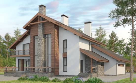 270-003-Л Проект двухэтажного дома с мансардой, гараж, огромный дом из пеноблока Рославль | Проекты домов от House Expert