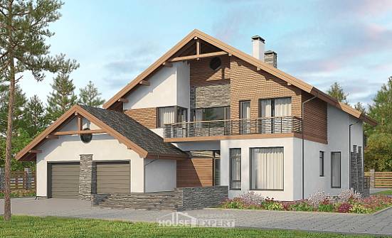 270-003-Л Проект двухэтажного дома с мансардой, гараж, огромный дом из пеноблока Рославль | Проекты домов от House Expert