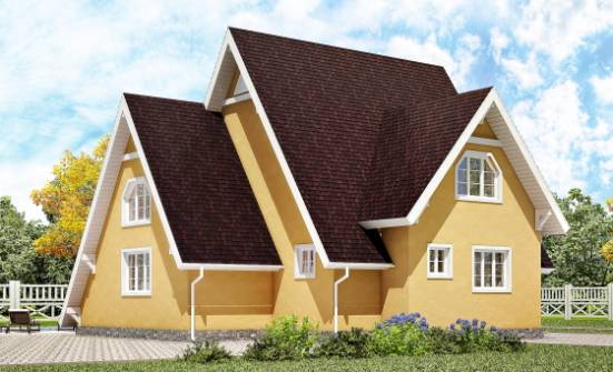 155-008-П Проект двухэтажного дома мансардой, простой дом из бревен Смоленск | Проекты домов от House Expert
