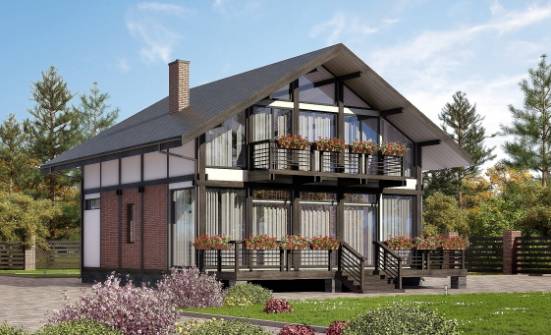 170-007-П Проект двухэтажного дома мансардой, компактный дом из бревен Десногорск | Проекты домов от House Expert