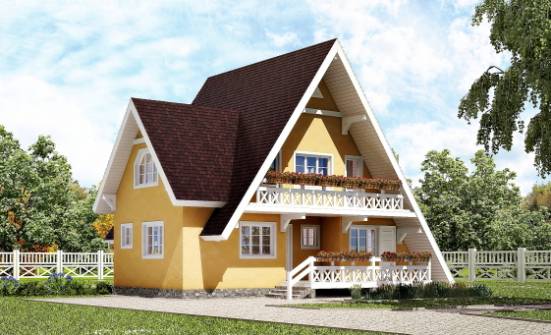155-008-П Проект двухэтажного дома мансардой, простой дом из бревен Смоленск | Проекты домов от House Expert