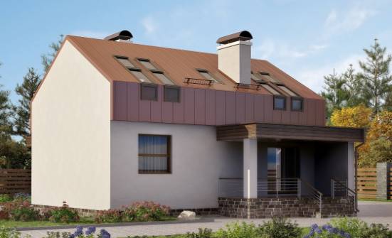 120-004-Л Проект двухэтажного дома с мансардным этажом, компактный загородный дом из теплоблока Гагарин | Проекты домов от House Expert