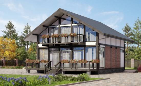 170-007-П Проект двухэтажного дома мансардой, компактный дом из бревен Десногорск | Проекты домов от House Expert