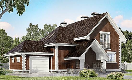 190-003-Л Проект двухэтажного дома мансардой, гараж, просторный дом из теплоблока Гагарин | Проекты домов от House Expert