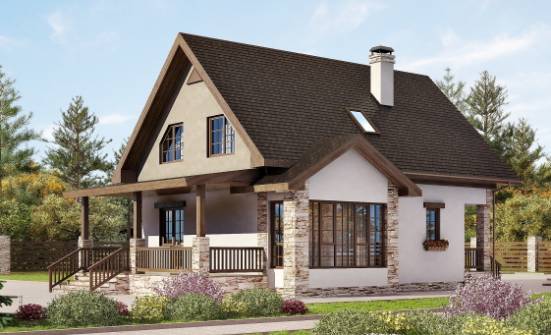 140-002-Л Проект двухэтажного дома мансардой, простой загородный дом из поризованных блоков Гагарин | Проекты домов от House Expert