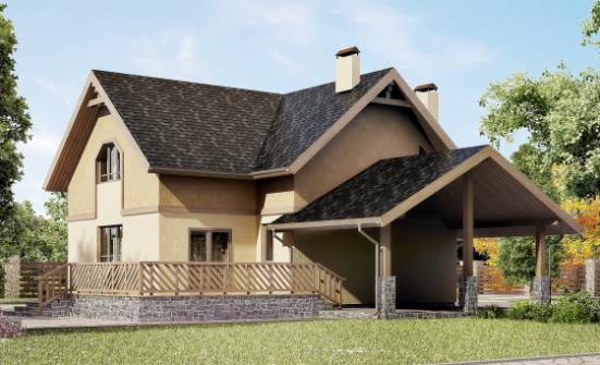 150-011-Л Проект двухэтажного дома с мансардой, гараж, простой загородный дом из газобетона Сафоново | Проекты домов от House Expert
