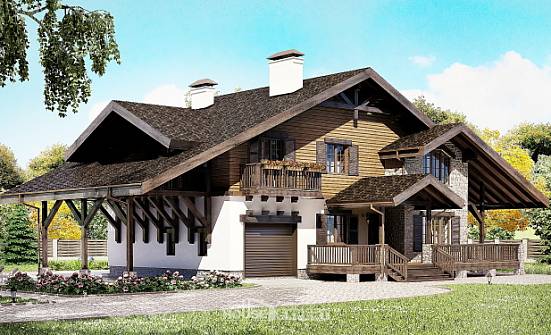 270-001-Л Проект двухэтажного дома мансардой и гаражом, средний дом из кирпича Гагарин | Проекты домов от House Expert