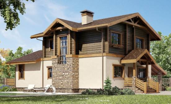 170-004-П Проект двухэтажного дома с мансардой и гаражом, экономичный загородный дом из бризолита из дерева Смоленск | Проекты домов от House Expert